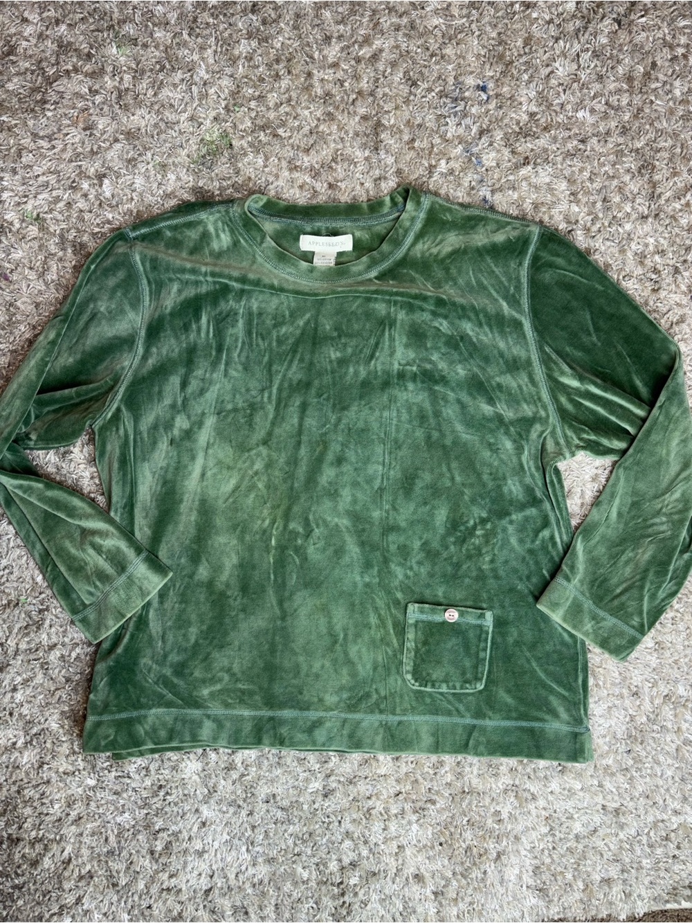 vintage green velour crewneck pullover sweatshirt